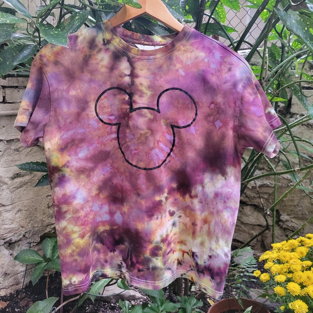 Mickey Mouse Disney Upcycled Tie Dye Coton T-Shirt